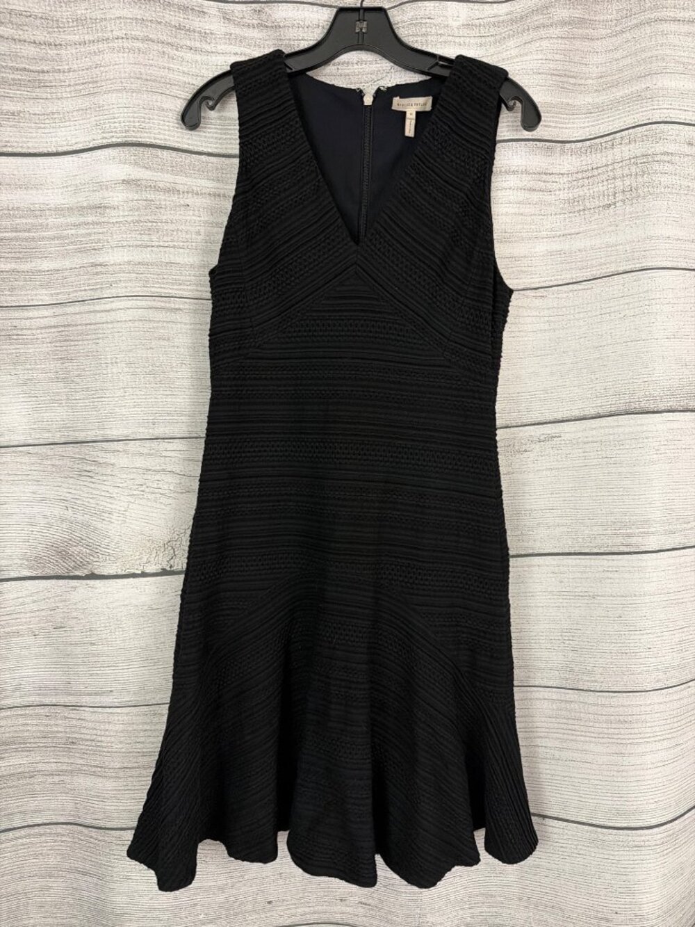 Rebecca Taylor V-Neck Fit & Flare Flounce Hem Textured Dress Size 10